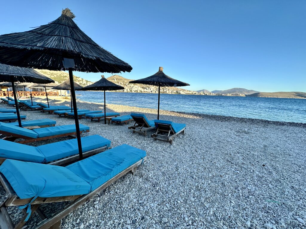 sunbeds on beach