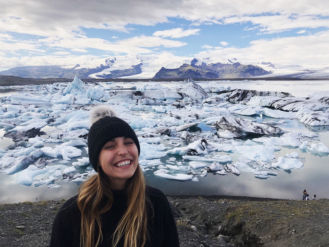 selfie at diamond beach iceland